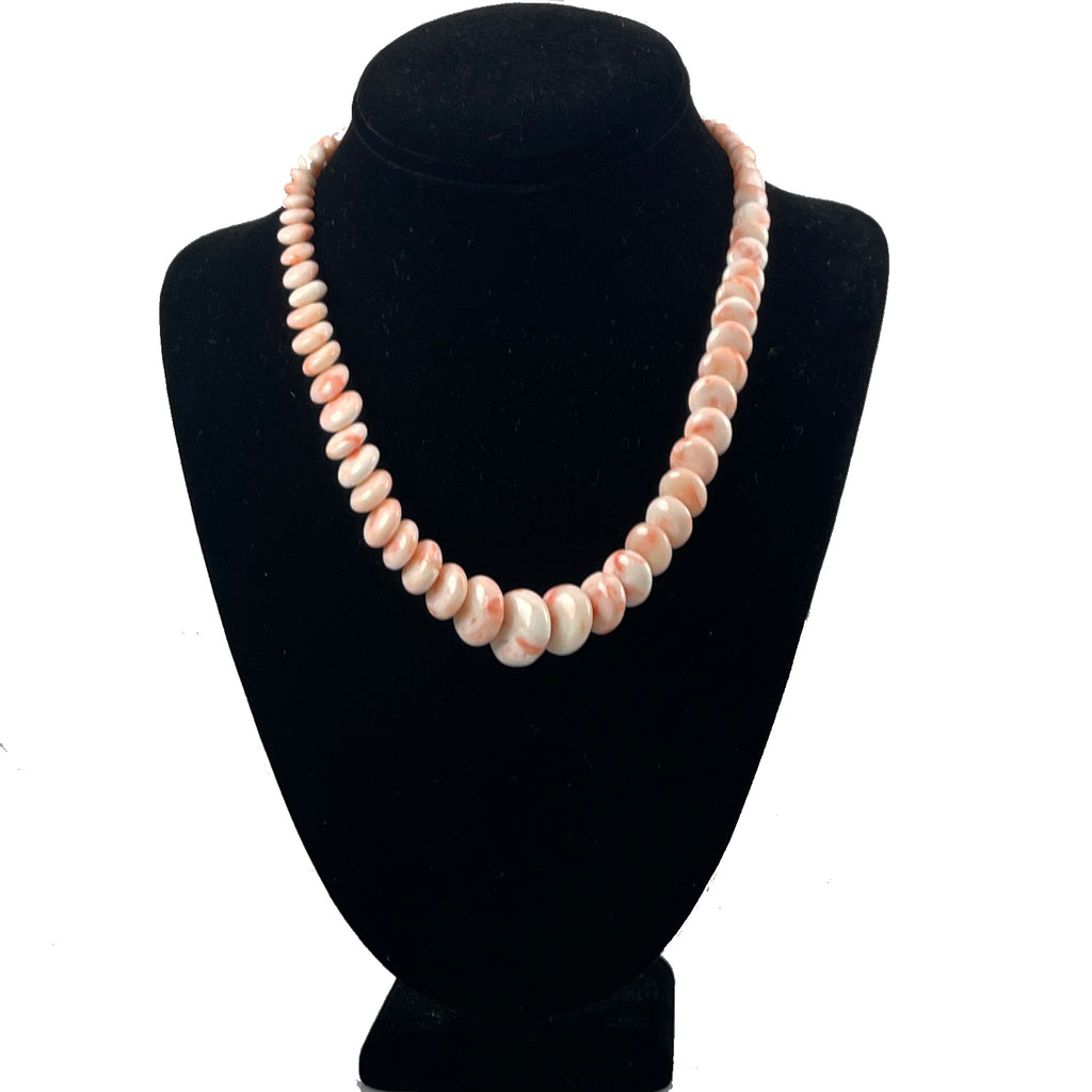 Angel Skin Coral Bead Necklace 14k Gold Vintage