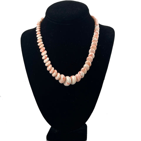 Angel Skin Coral Bead Necklace 14k Gold Vintage