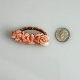 Large Carved Pink Coral Flower Enhancer Twister Clasp Angel Skin
