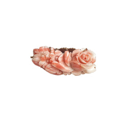 Large Carved Pink Coral Flower Enhancer Twister Clasp Angel Skin