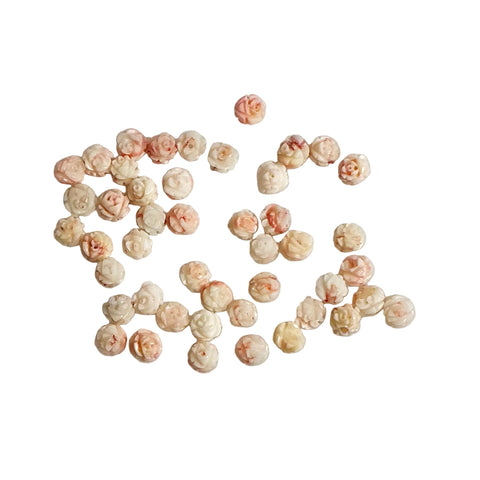 Angel Skin Coral Carved Rose Cabochons 7mm Pair