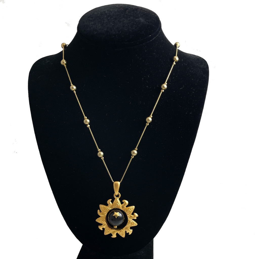 Anne Klein Gold Sun & Star Necklace Vintage