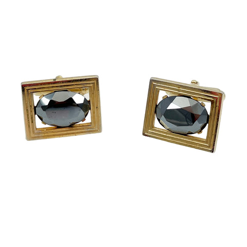 Anson Hematite Cufflinks 1950's Vintage