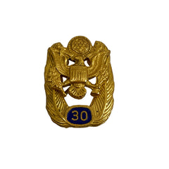 US Military Government 30 Year Service Gold Pin Badge