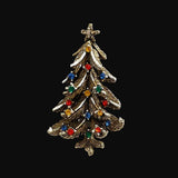 Art Rhinestone Christmas Tree Holiday Pin Vintage