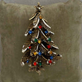 Art Rhinestone Christmas Tree Holiday Pin Vintage