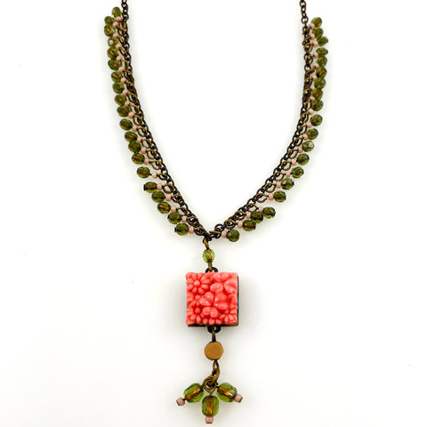 Coral & Green Designer Necklace by David Aubrey