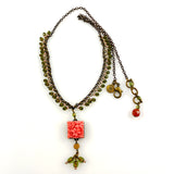 Coral & Green Designer Necklace by David Aubrey