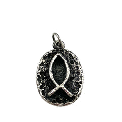 James Avery Textured Ichthus Fish Sterling Pendant Retired