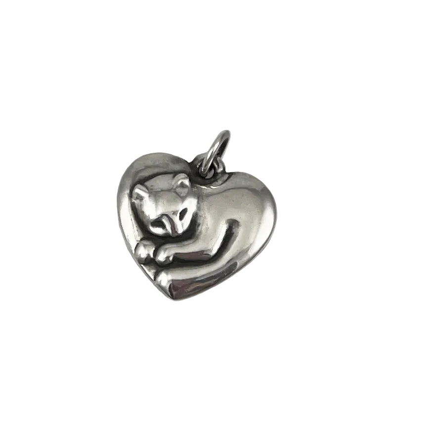 James Avery Sterling Cat in Heart Charm Retired