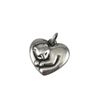 James Avery Sterling Cat in Heart Charm Retired