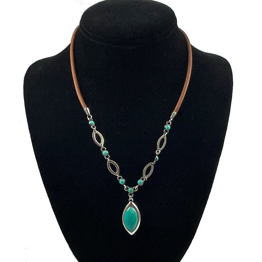 Barse Sterling & Turquoise Leather Necklace