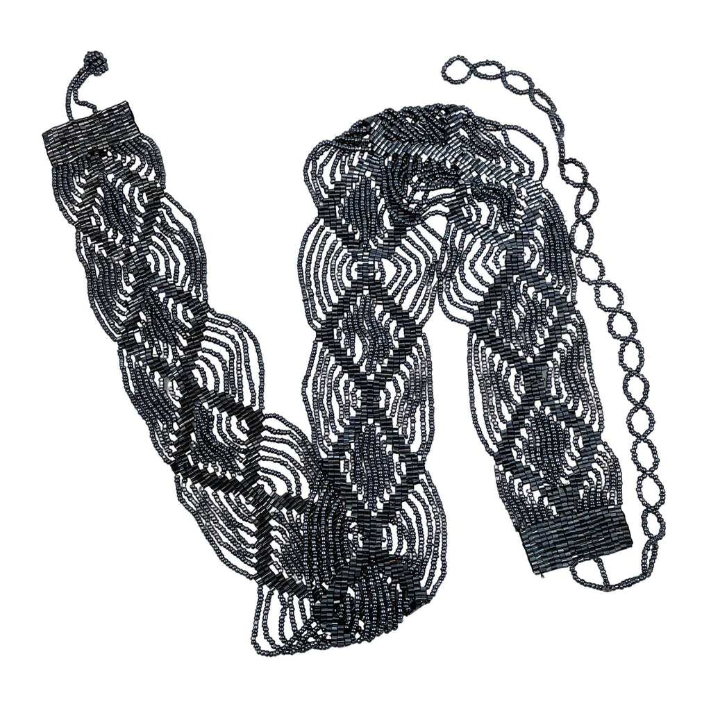 Black & Silver Beaded Belt Vintage