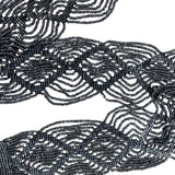 Black & Silver Hand Beaded Belt Wide Vintage