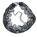 Black & Silver Hand Beaded Belt Wide Vintage