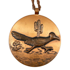 Copper Roadrunner Necklace Bell Trading Post 1950's