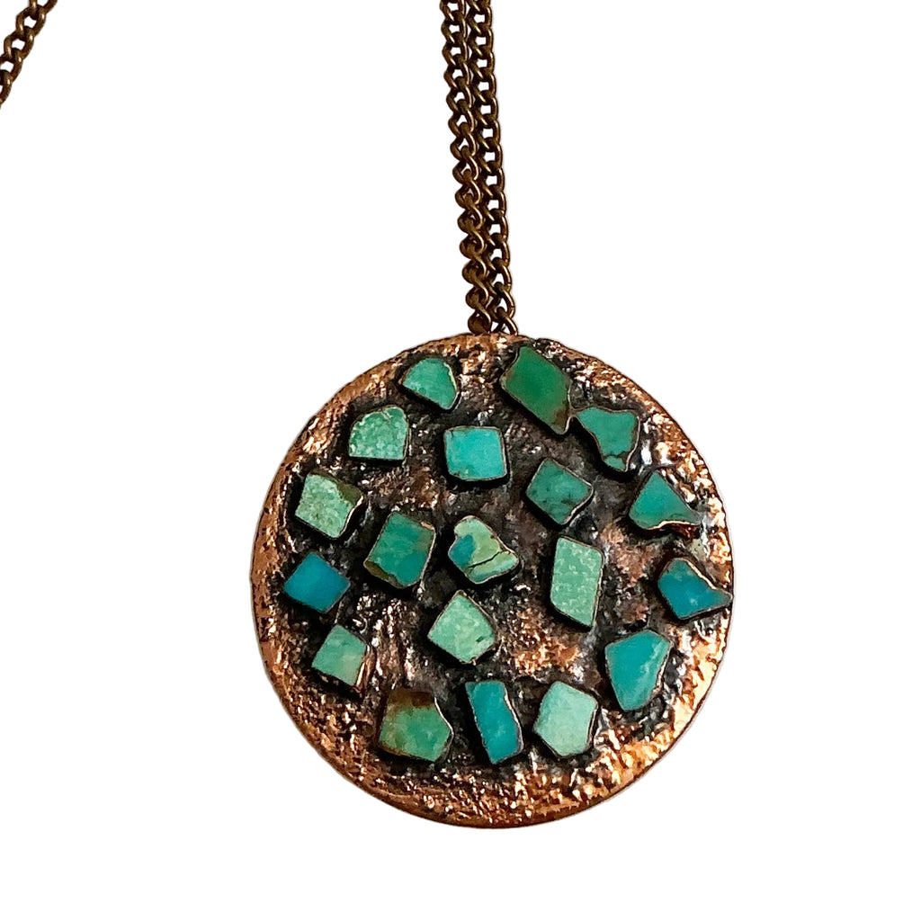 Bell Trading Post Copper & Turquoise Corinthian Necklace 1950's