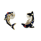 Betsey Johnson Rhinestone & Enamel Dolphin Earrings