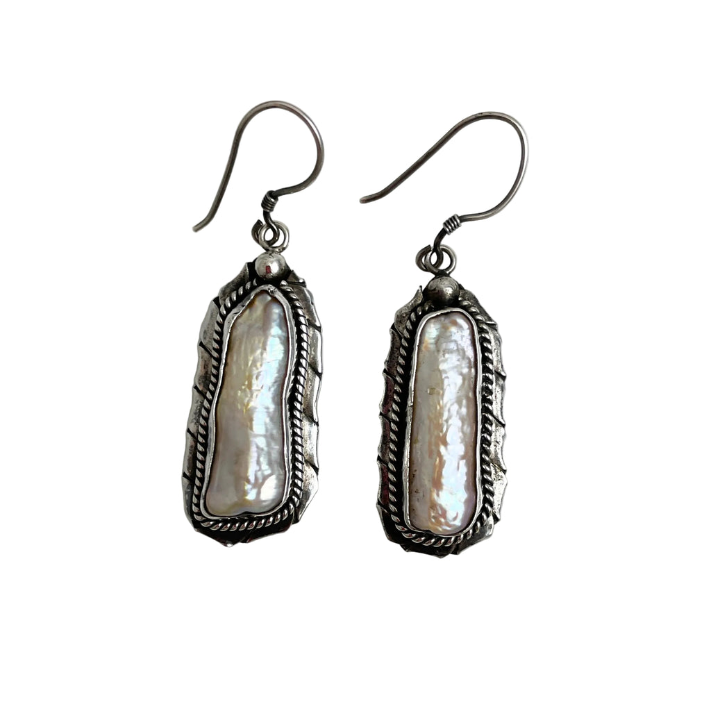 Biwa Pearl & Sterling Silver Earrings