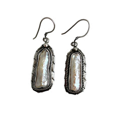 Biwa Pearl & Sterling Silver Earrings