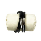 Black Coral & Silver Bangle Bracelet Vintage Hawaiian