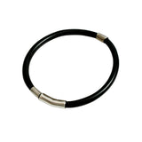 Black Coral & Silver Bangle Bracelet Vintage Hawaiian