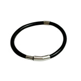 Black Coral & Silver Bangle Bracelet Vintage Hawaiian