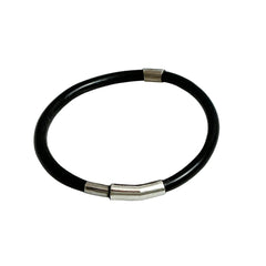 Black Coral & Silver Bangle Bracelet Vintage Hawaiian