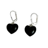 Black Coral Heart Earrings Sterling Silver Vintage Hawaiian