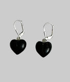 Black Coral Heart Earrings Sterling Silver Vintage Hawaiian