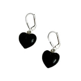 Black Coral Heart Earrings Sterling Silver 