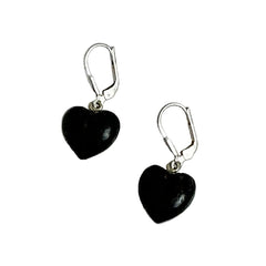 Black Coral Heart Earrings Sterling Silver Vintage Hawaiian