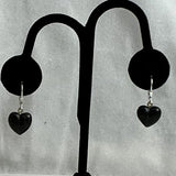 Black Coral Heart Earrings Sterling Silver Vintage Hawaiian