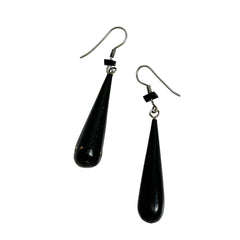 Black Coral Dangle Earrings Vintage Hawaiian