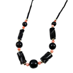 Black and Pink Coral Necklace Vintage