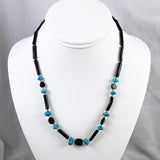 Hawaiian Black Coral & Turquoise Necklace Vintage