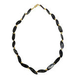 Hawaiian Black Coral & Gold Beaded Necklace Vintage