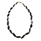 Hawaiian Black Coral & Gold Beaded Necklace Vintage