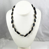 Hawaiian Black Coral & Gold Beaded Necklace Vintage