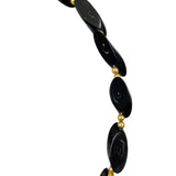 Hawaiian Black Coral & Gold Beaded Necklace Vintage