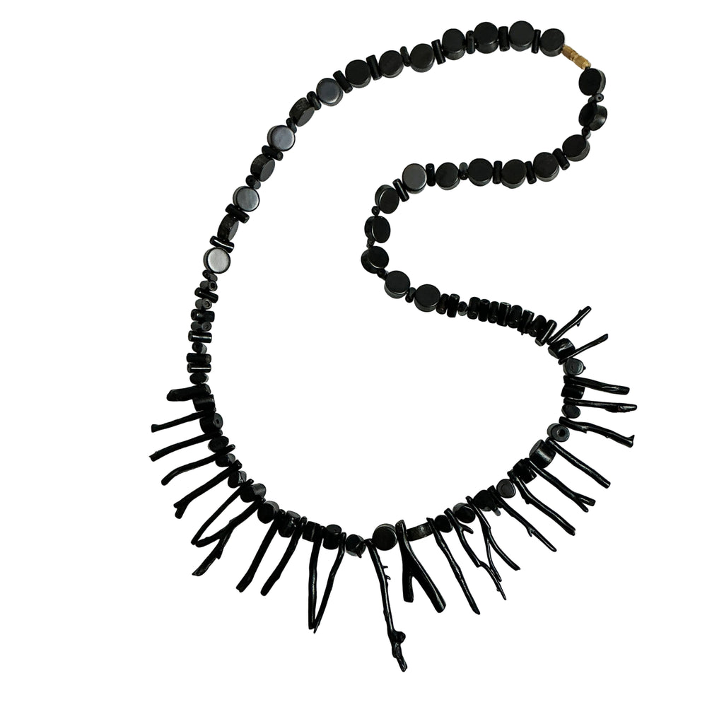 Vintage Black Branch Coral Necklace Hawaiian