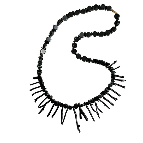 Vintage Black Branch Coral Necklace Hawaiian