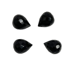 Black Faceted Glass Drops Briolettes 19mm (4)