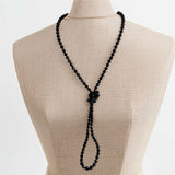 Black Faceted Crystal Necklace  & Earring Set 1950's Vintage