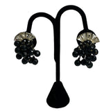 Black Faceted Crystal Earring Clip On1950's Vintage