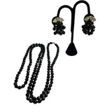 Black Faceted Crystal Necklace  & Earring Set 1950's Vintage