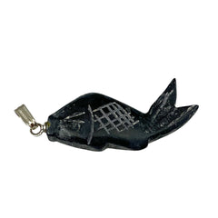 Carved Black Jade Fish Pendant Charms