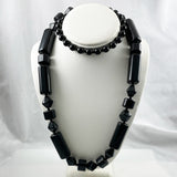 Black Lucite Beaded Necklace Vintage