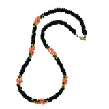 Vintage Black Onyx, Jade, Coral Necklace Multi-Strand