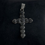 Sterling & Black Onyx Heart Cross